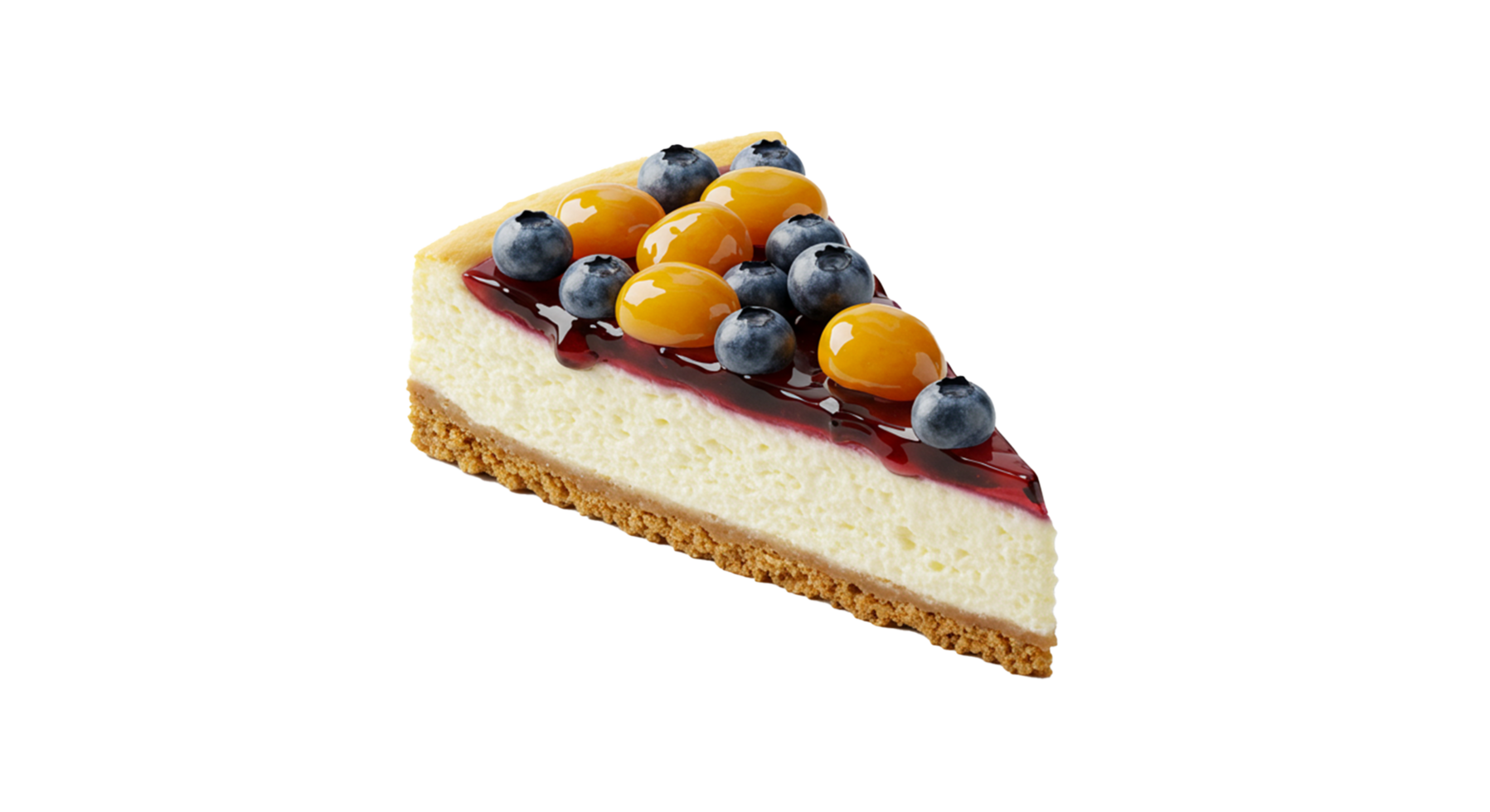 A delectable slice of cheesecake with a vibrant berry topping against transparency offers freshness png