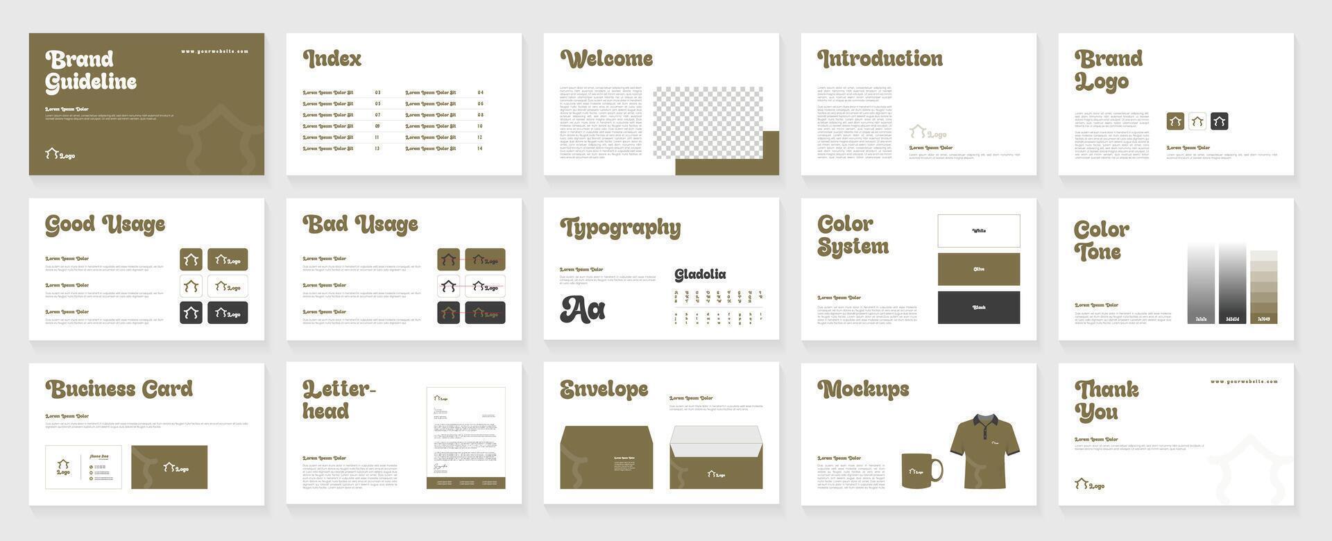 Brand Guideline Presentation template. Editable brand logo guideline layout design vector