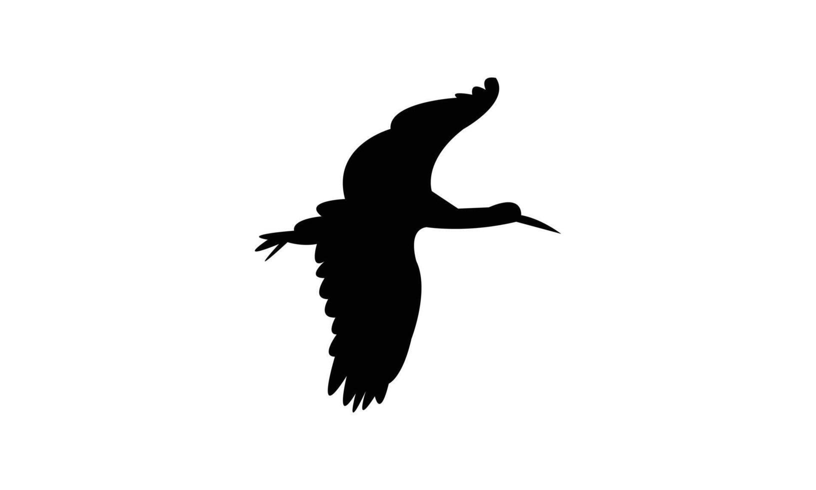 Flying African woolly necked stork bird Silhouette Design And Illustration. vector