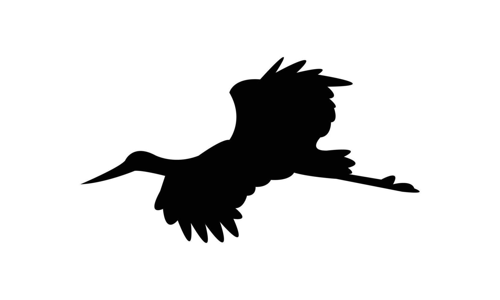 Flying African woolly necked stork black Silhouette Design And Illustration. vector