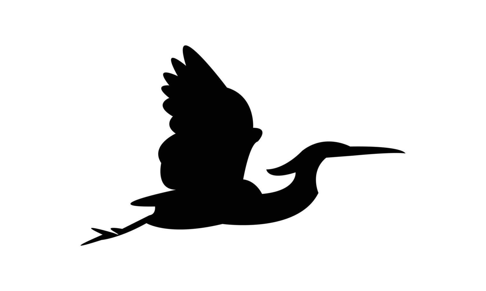 Flying Agami heron bird Silhouette Design vector