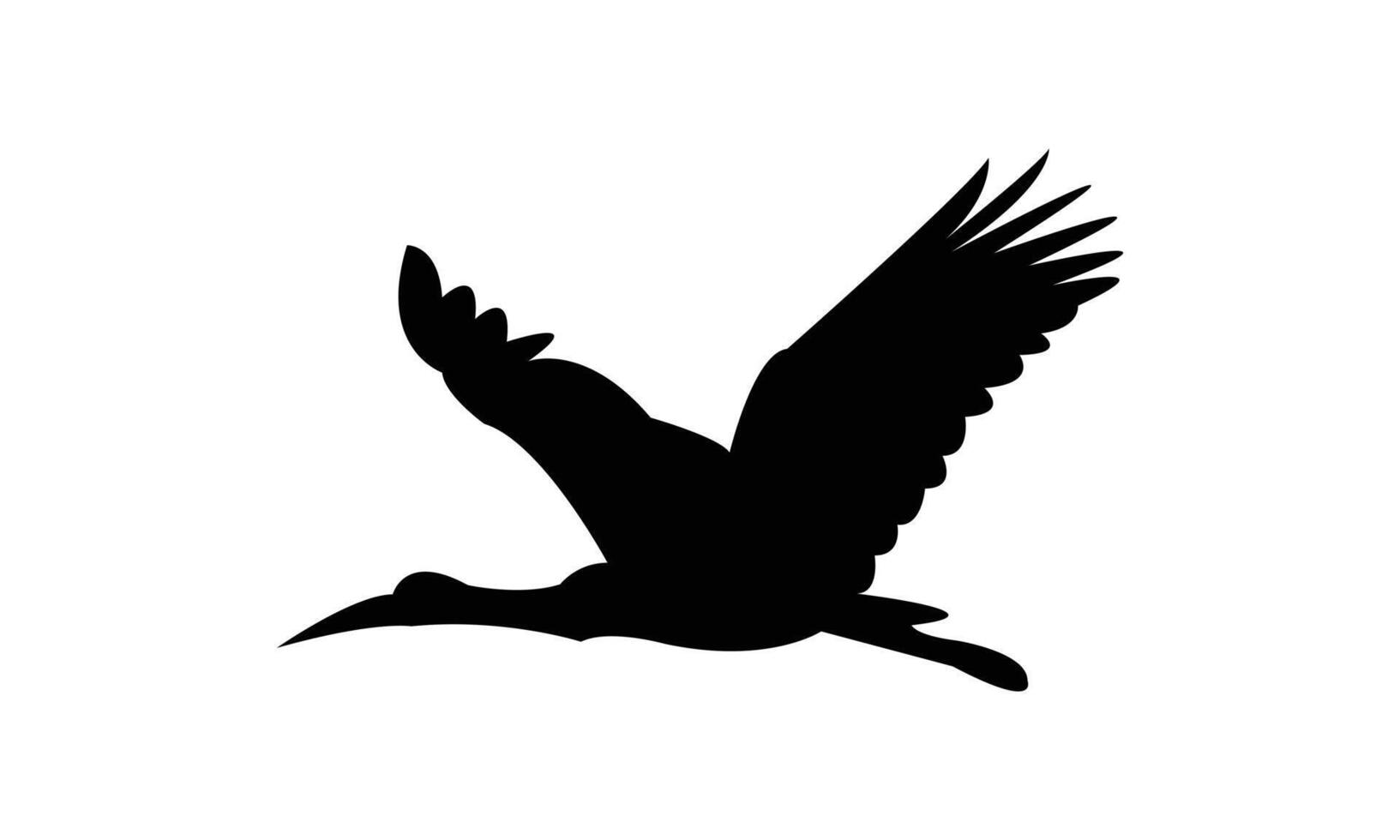 Flying African woolly necked stork bird Silhouette Design vector