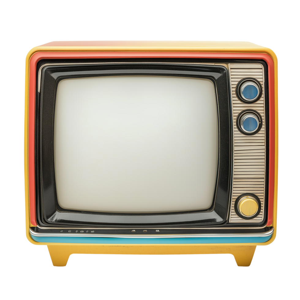 Vintage Retro Colorful TV with Blank Screen Isolated on Transparent Background for a Nostalgic and Classic Visual png