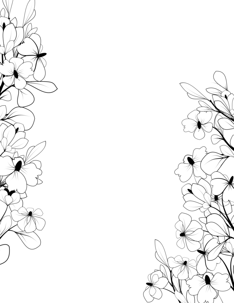Floral doodle line frame background png