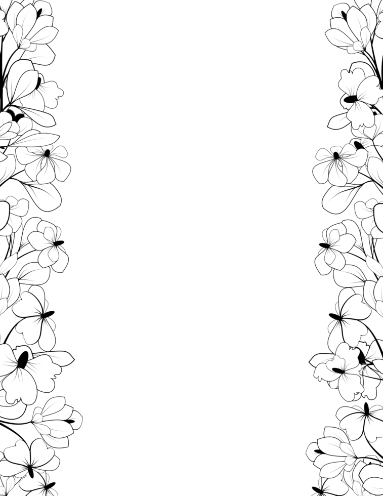 Floral outline sketch frame border. png