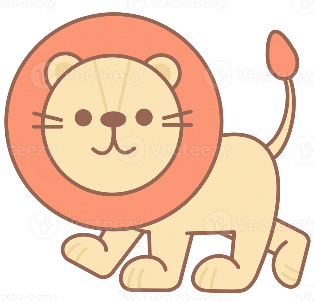 Cute Little King Lion Cartoon Style png