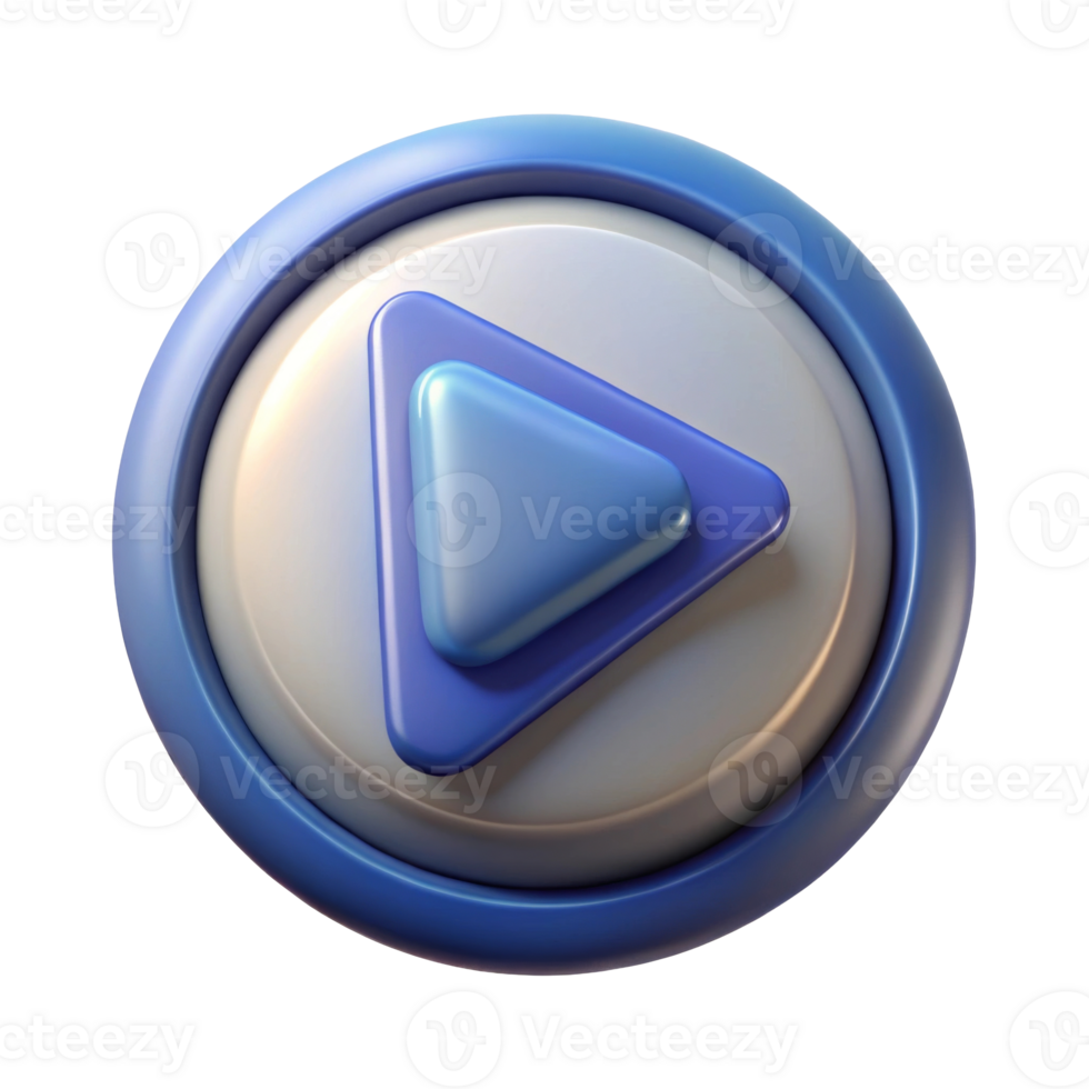 A sleek, modern play button in shades of blue, symbolizing media and digital content, with a smooth and polished finish. png