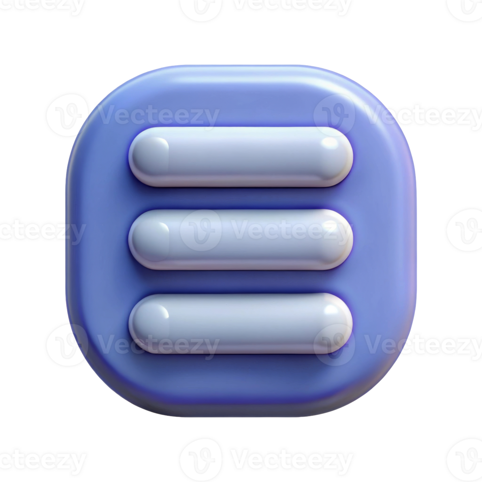Minimalistic purple icon featuring three horizontal lines, embodying a modern and sleek design. png