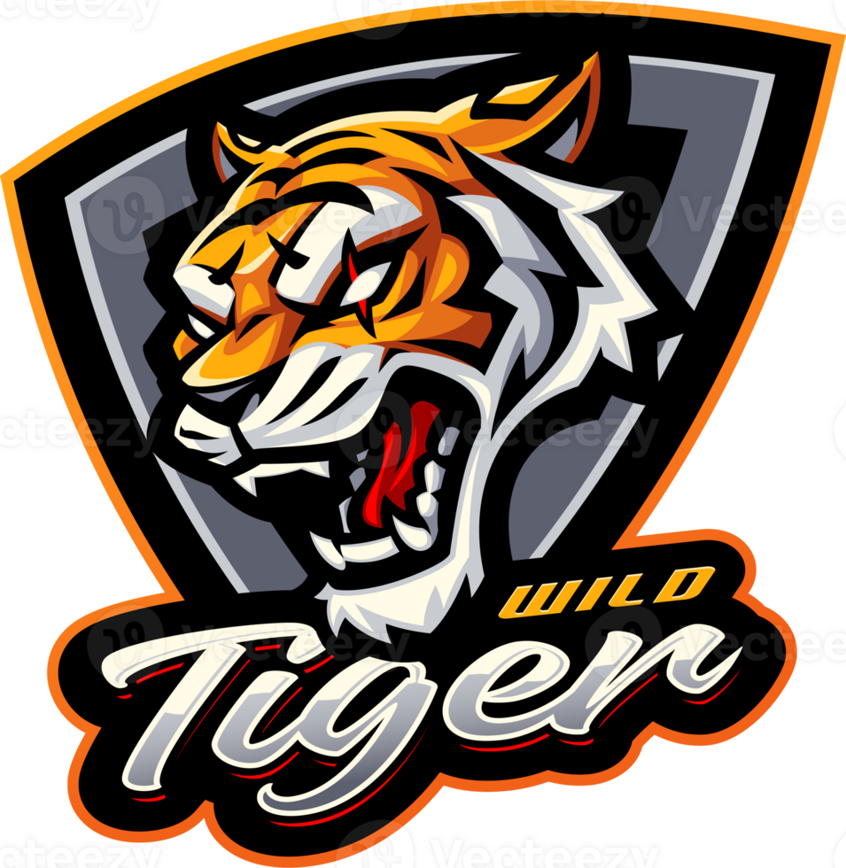 Tiger head esport mascot design logo design png