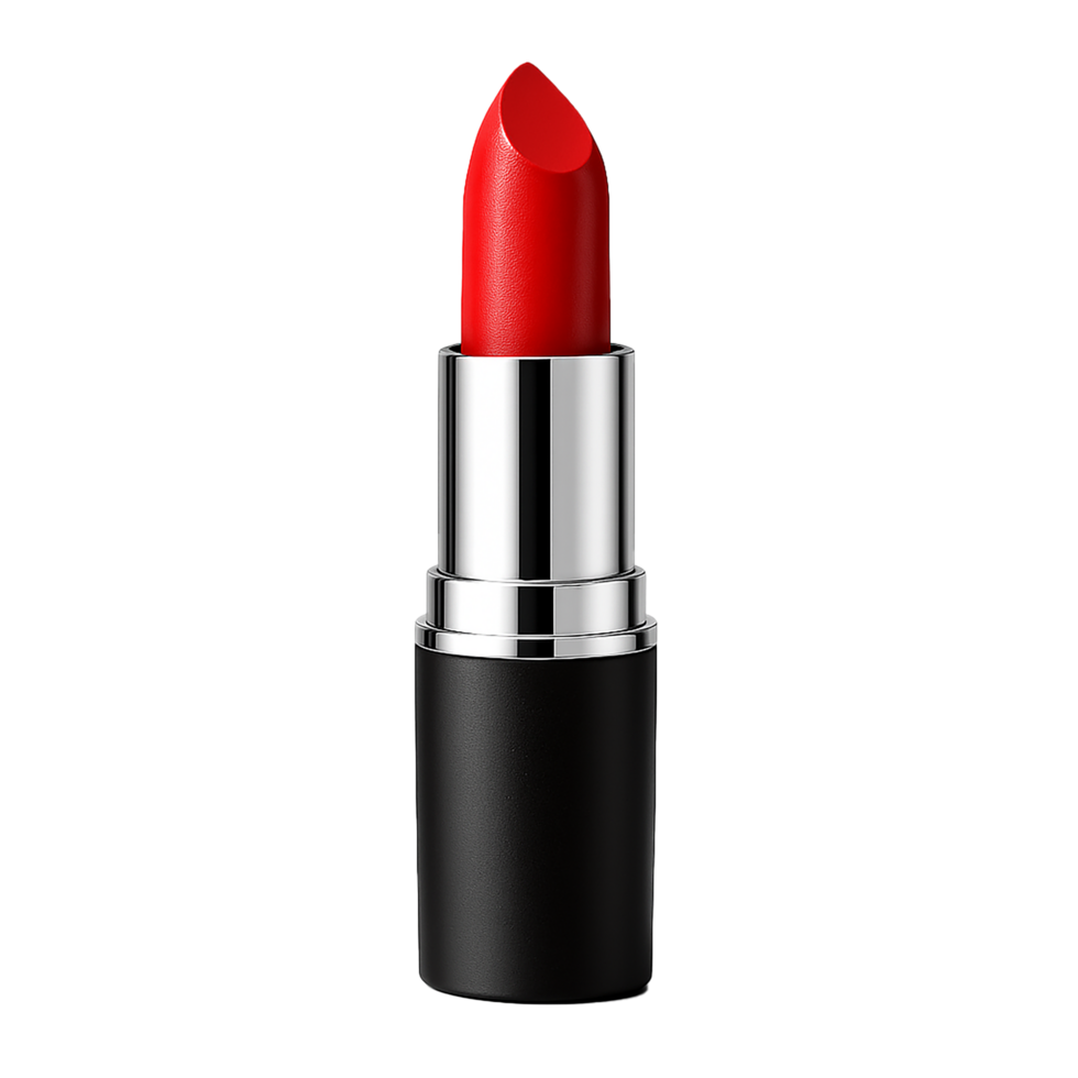 Classic Red Lipstick in Black Tube on Transparent Background png