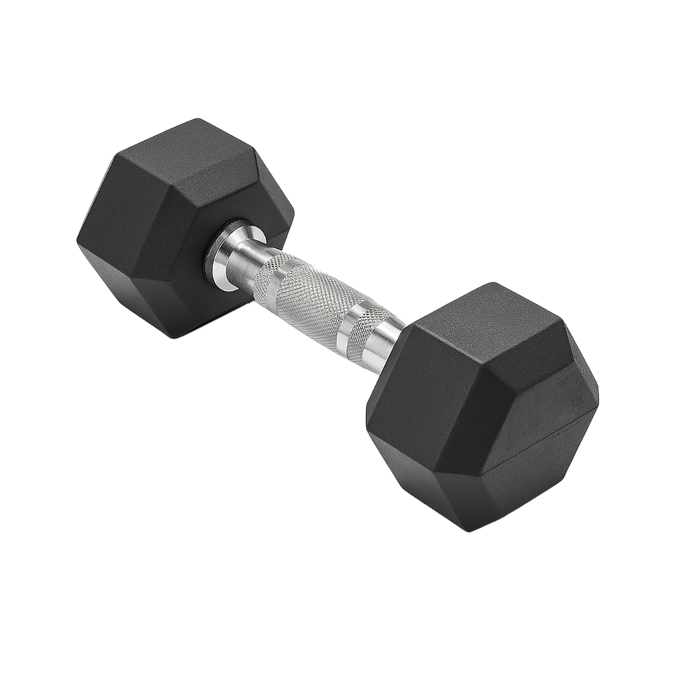 Black Hex Dumbbell Isolated on Transparent Background png