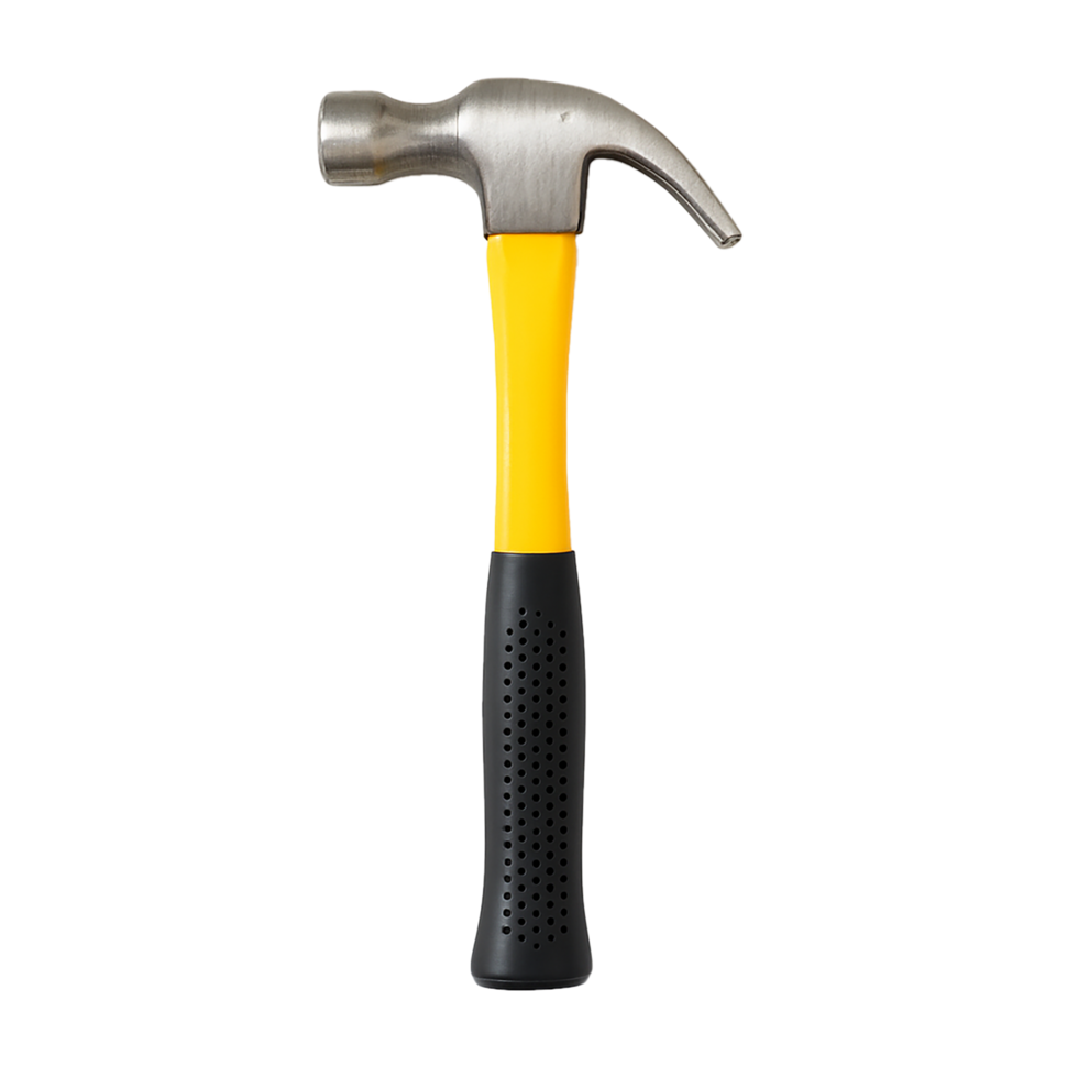 Claw Hammer, Transparent Background, Yellow Handle Tool png