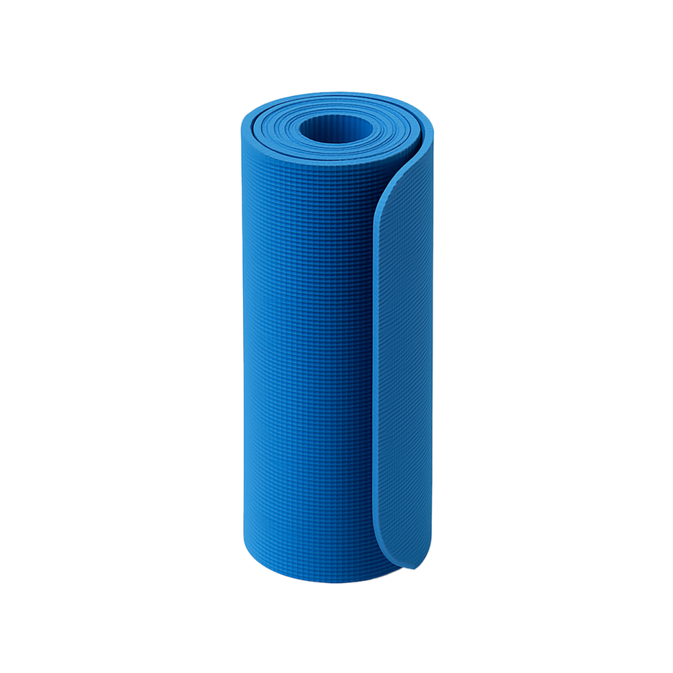 Rolled Blue Yoga Mat on Transparent Background, Fitness and Exercise Gear png