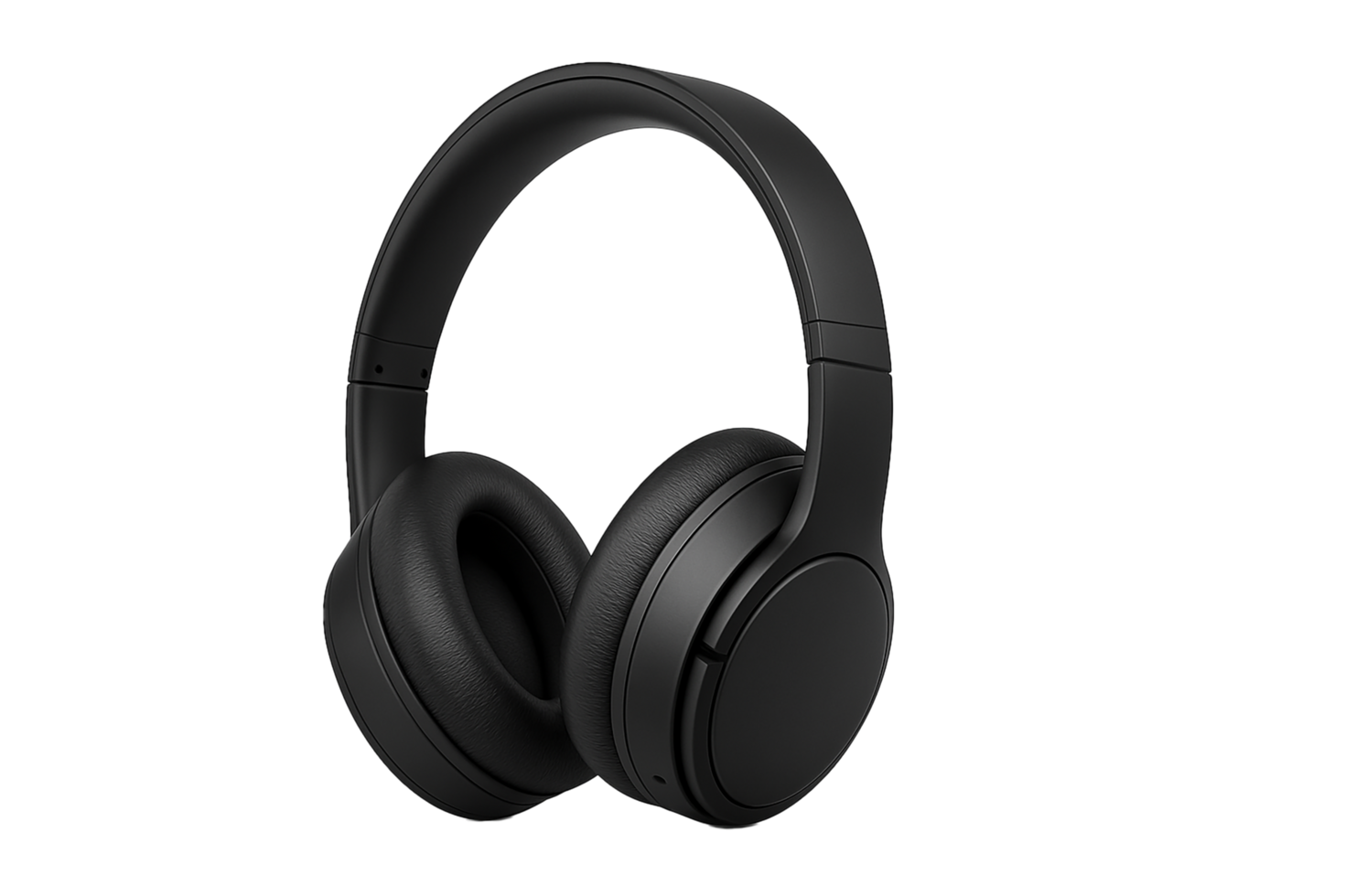 Sleek Black Wireless Headphones on Transparent Background png