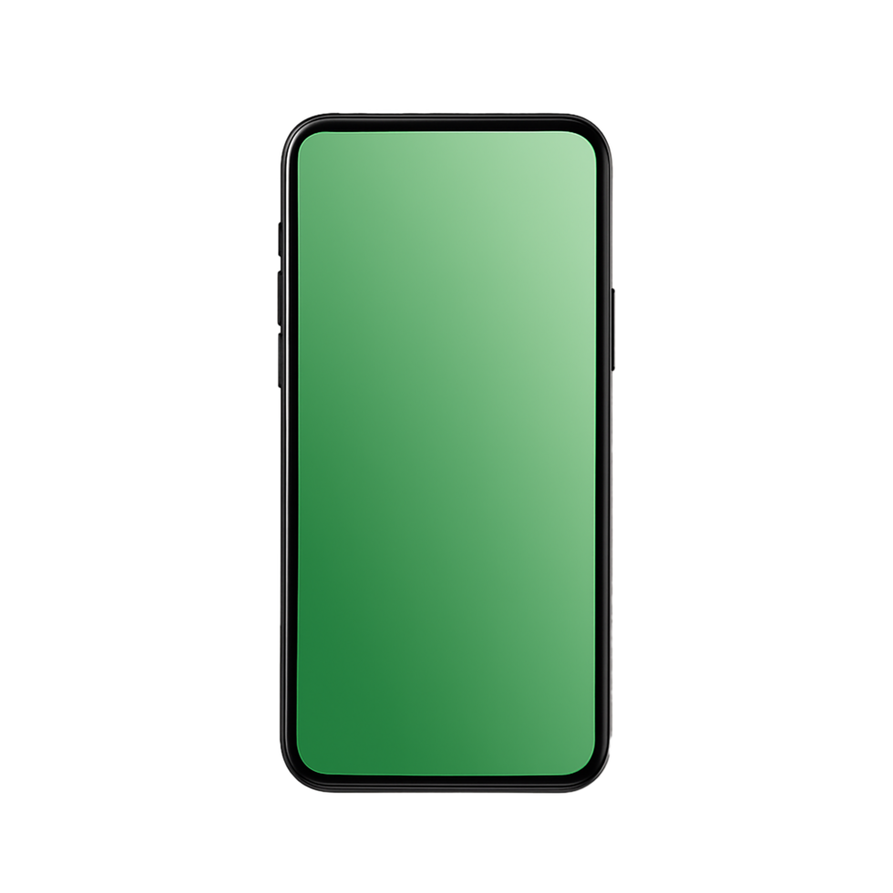 Smartphone Front View, Transparent Background, Green Screen Display png