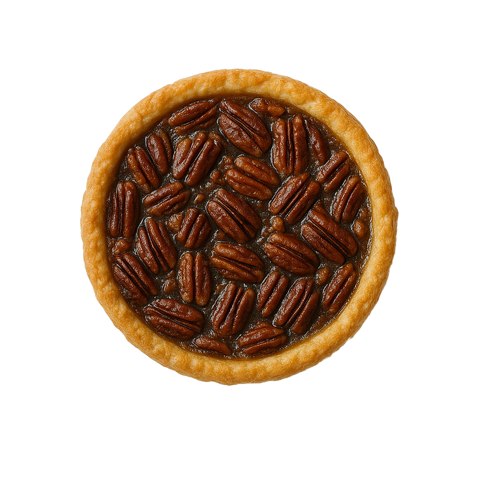 Whole Pecan Pie Top View Isolated on Transparent Background png