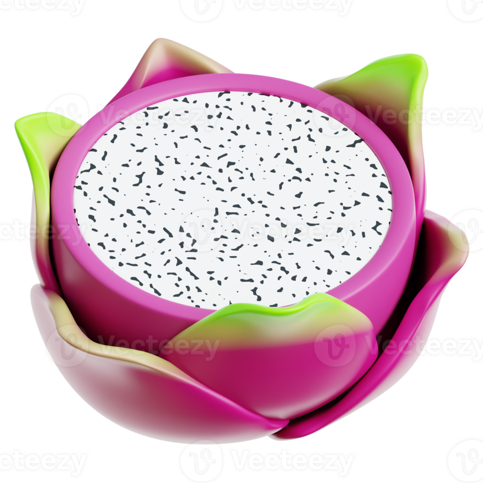 Dragon Fruit Slice 3d Illustration png