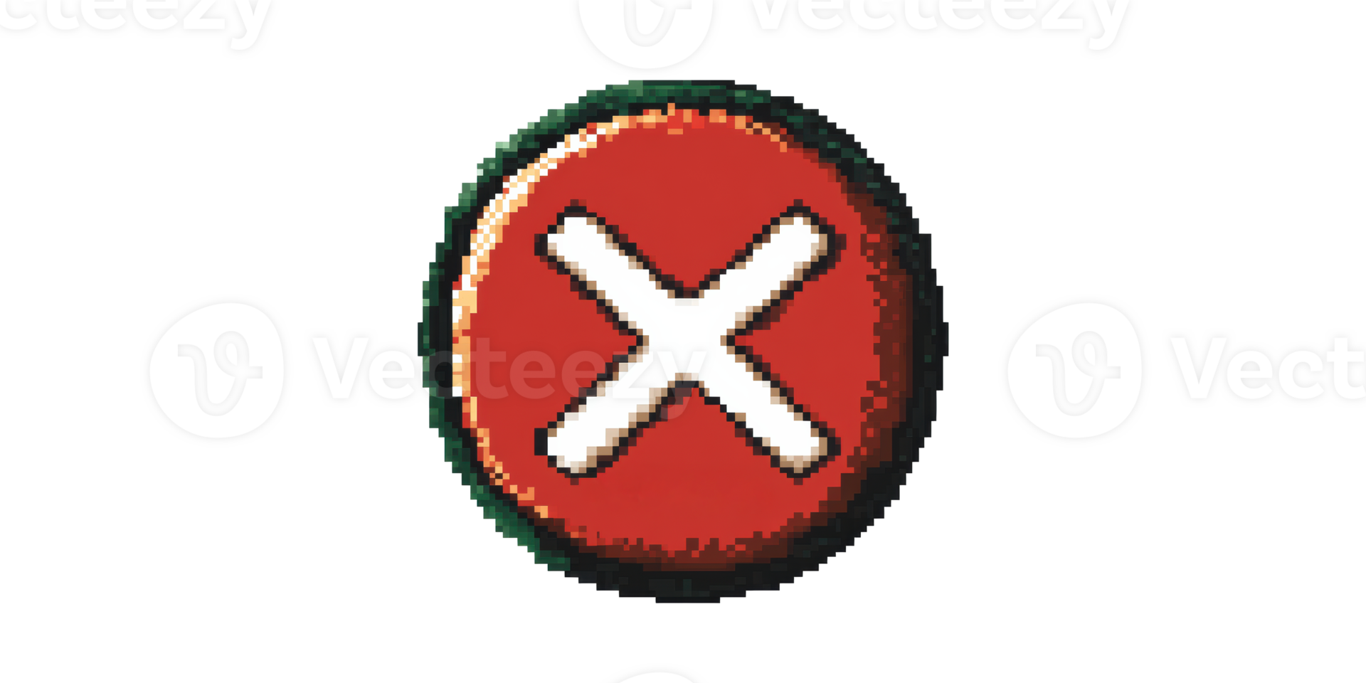Red Cross Button Icon In Pixel Art Style. Retro Gaming Interface Element For Error Or Cancel Actions Isolated On Transparent Background png