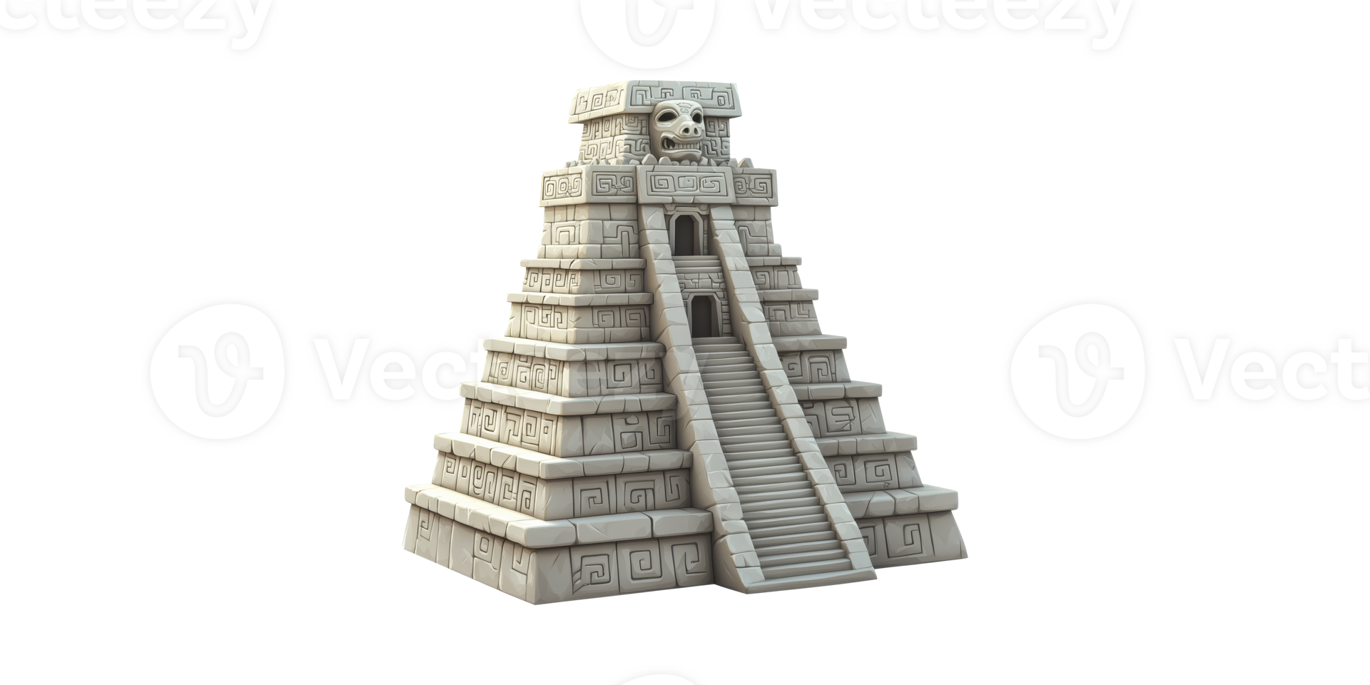 Ancient Mesoamerican Pyramid With Skull Motif. Symbol Of Pre-Columbian Architecture And Culture Isolated On Transparent Background png