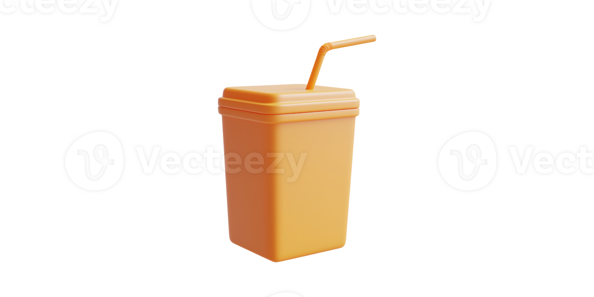 Orange Plastic Cup With Straw. Beverage Container For Drinks And Refreshments Isolated On Transparent Background png