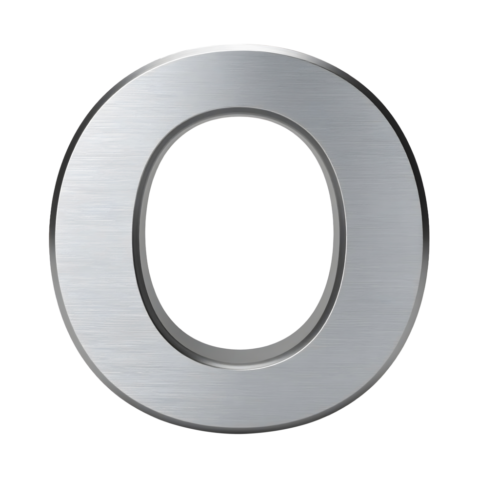 Single Brushed Metal Letter O on a transparent surface png