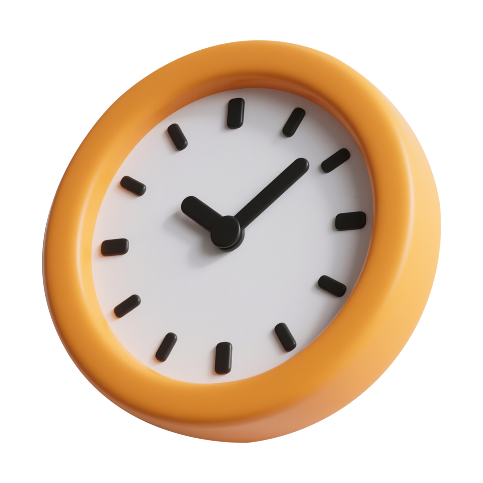 Orange 3D Cartoon Clock Showing Time png