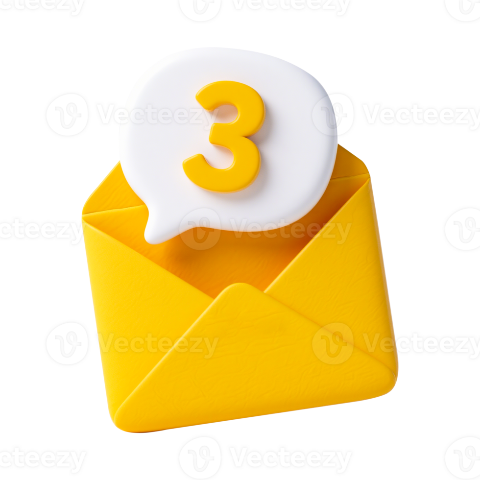 Email Alert Inbox with Notification Bubble Showing Three Unread Messages png
