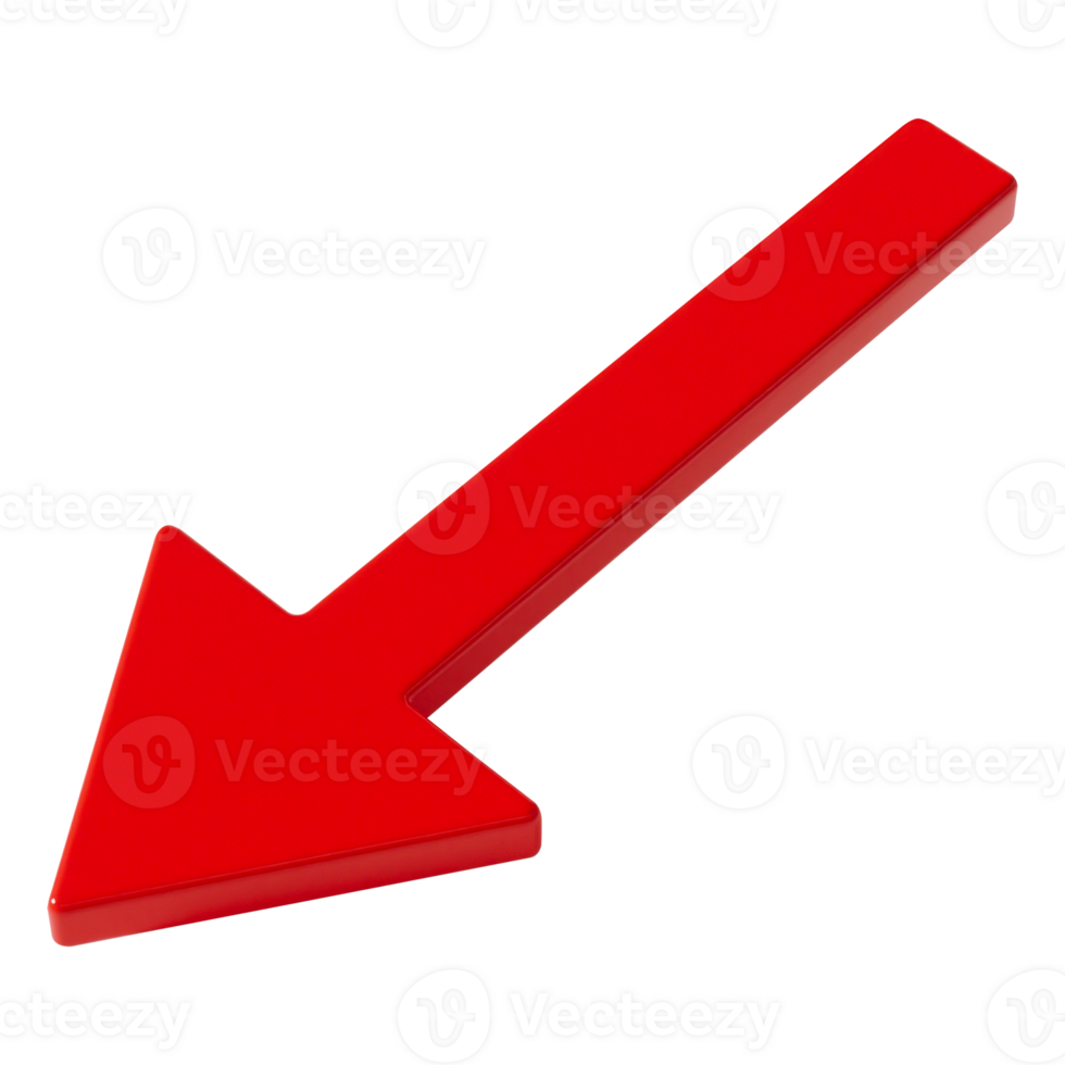 Red 3D Arrow Pointing Downward png