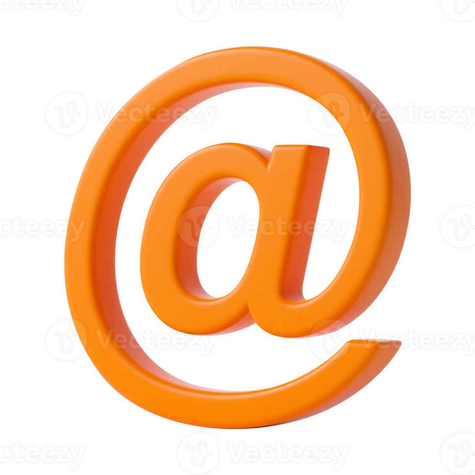 3D Rendered Orange At Symbol Icon for Digital Communication png