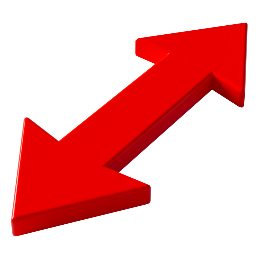 Red 3D Arrow Pointing Up and Right png