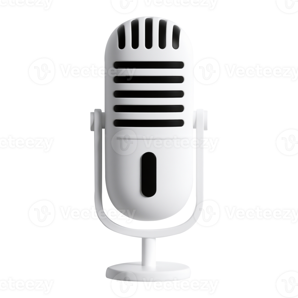 White Retro Microphone on Transparent Background png