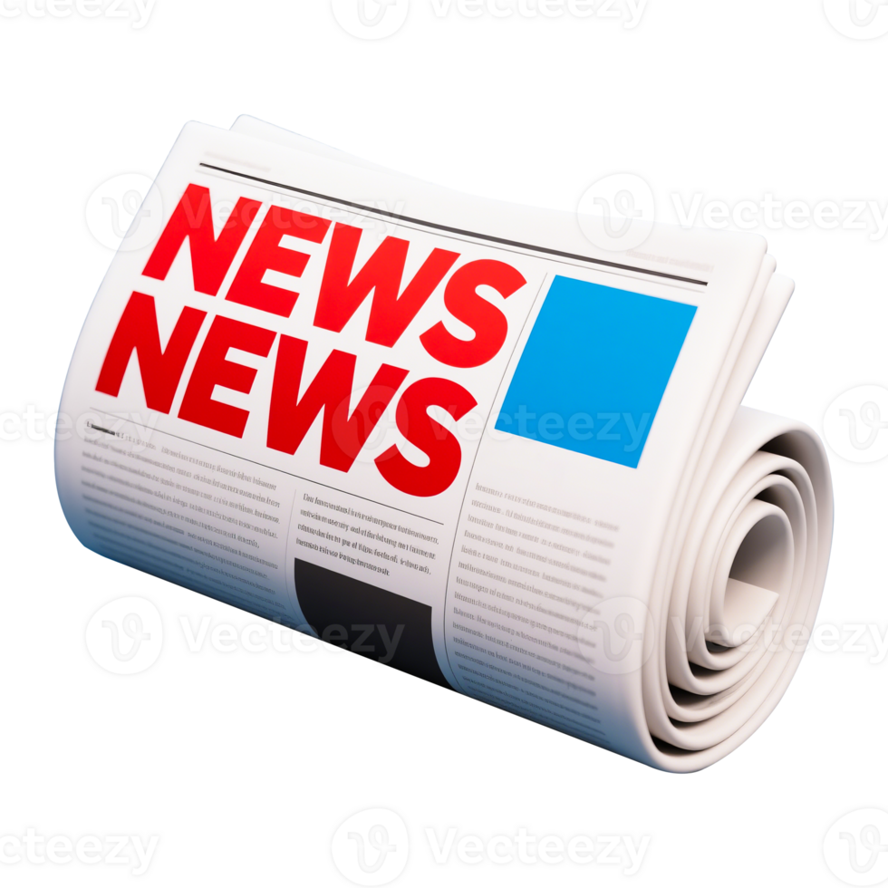 Rolled Newspaper with News Headline png