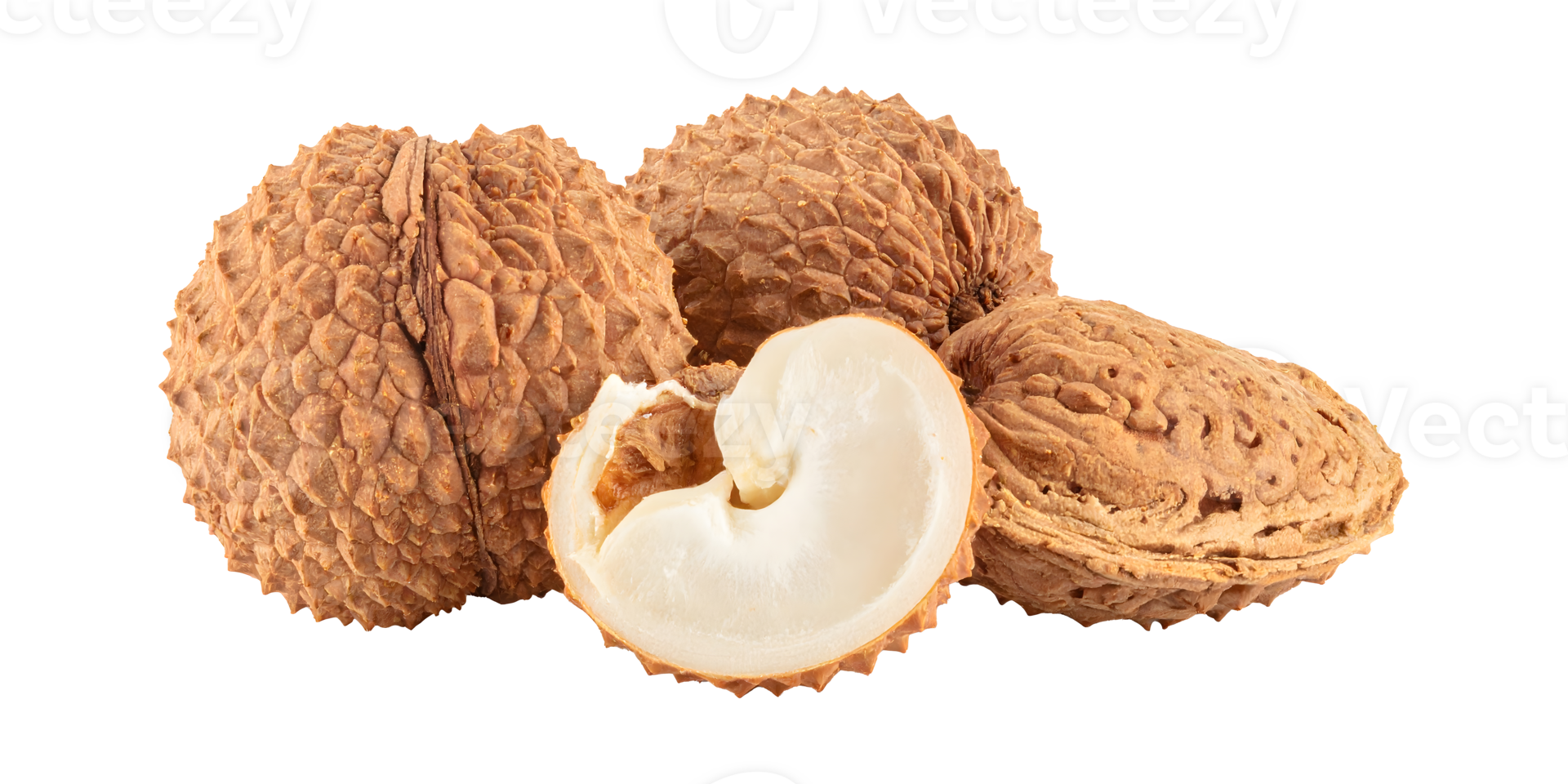 Fresh Lychee Fruits with One Cut Open png