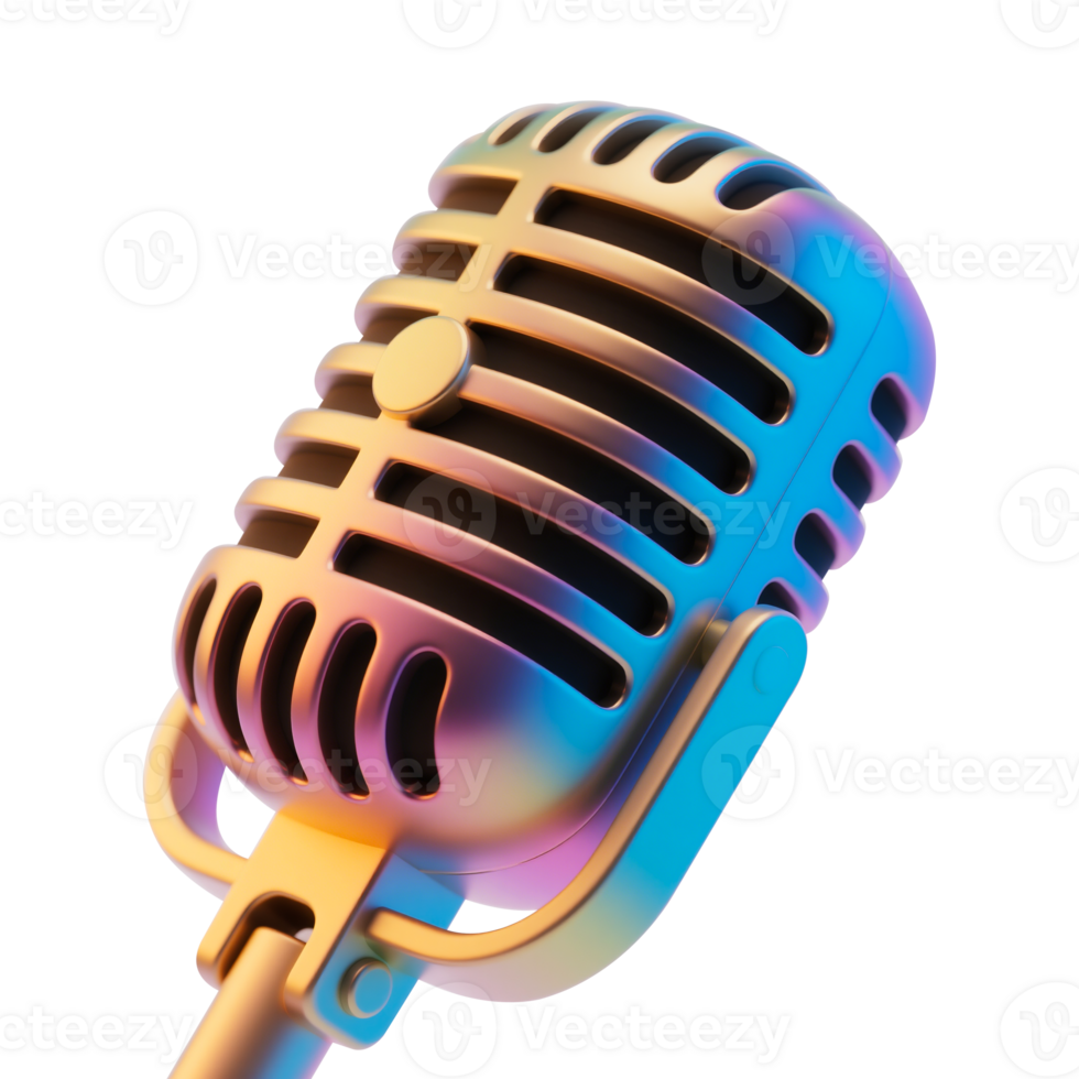 Iridescent Retro Microphone png
