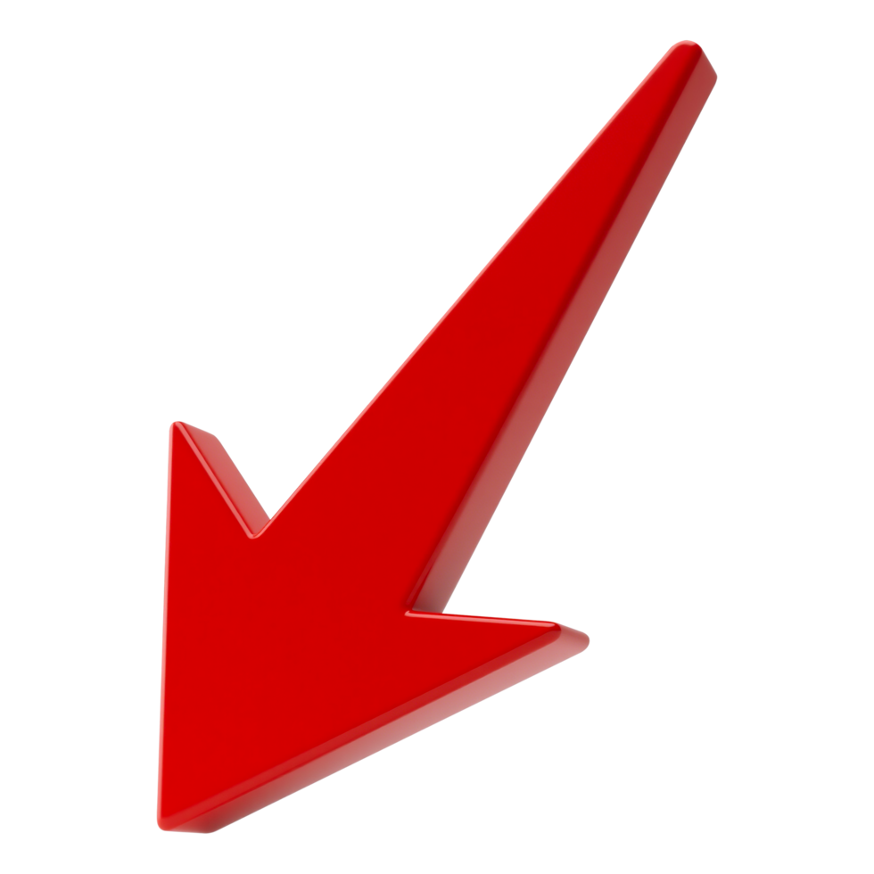 Red 3D Arrow Pointing Downwards png