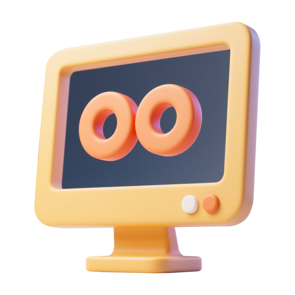 3D Cartoon Infinity Loop on a Computer Screen png
