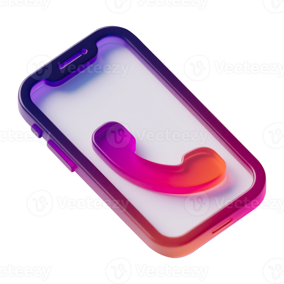 3D Cartoon Smartphone with Call Icon png