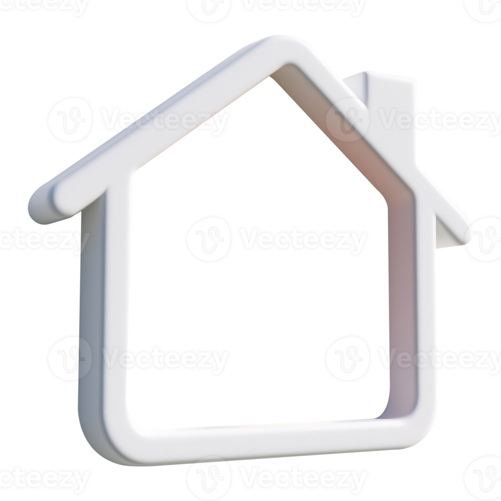 3D Rendered White House Icon for Real Estate Branding png