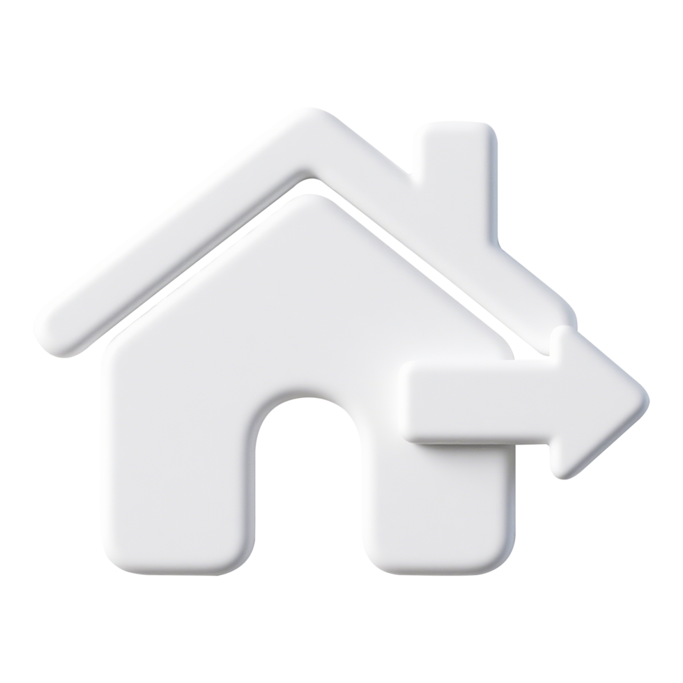 White 3D House Icon with Exit Arrow png