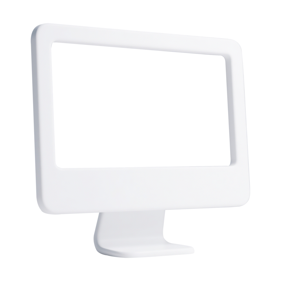 3D Render of a Clean White Computer Monitor on Transparent Background png