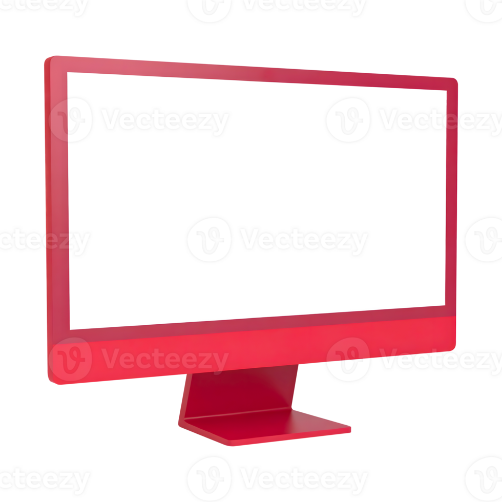 Modern Red Computer Monitor for Work and Presentation png