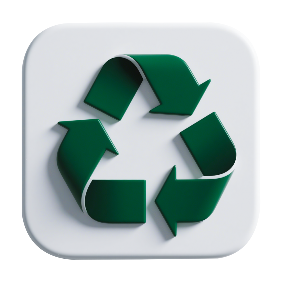 3D Recycle Symbol on White Square png