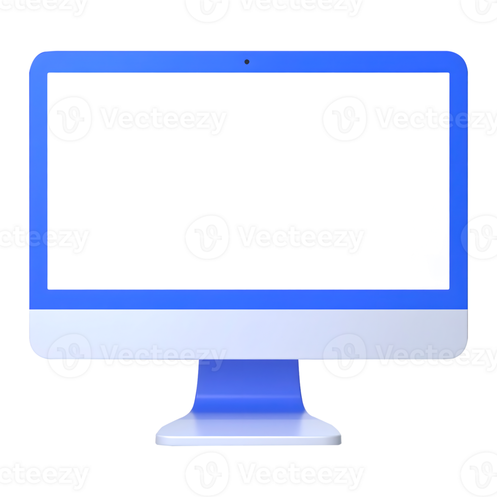 Modern blue desktop computer screen png