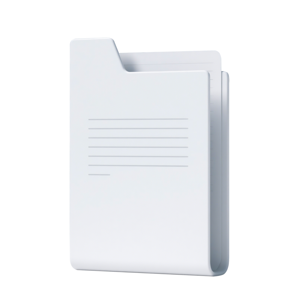 A 3D Render of a White Folder with Papers Inside png