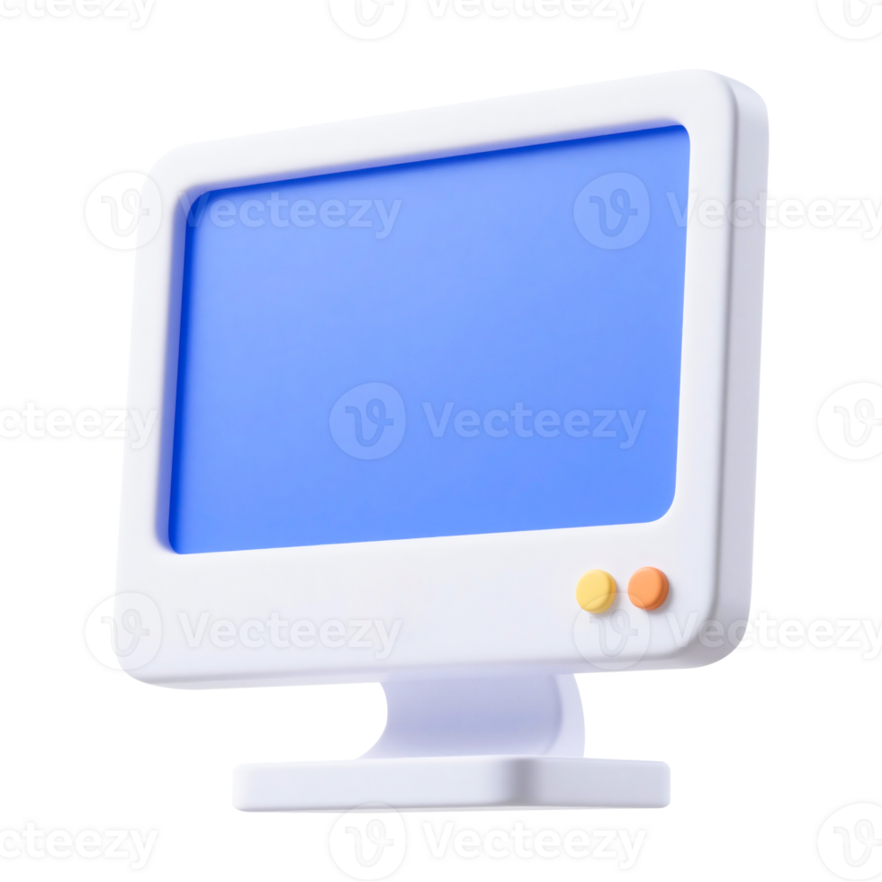 3D Cartoon Style Computer Monitor png