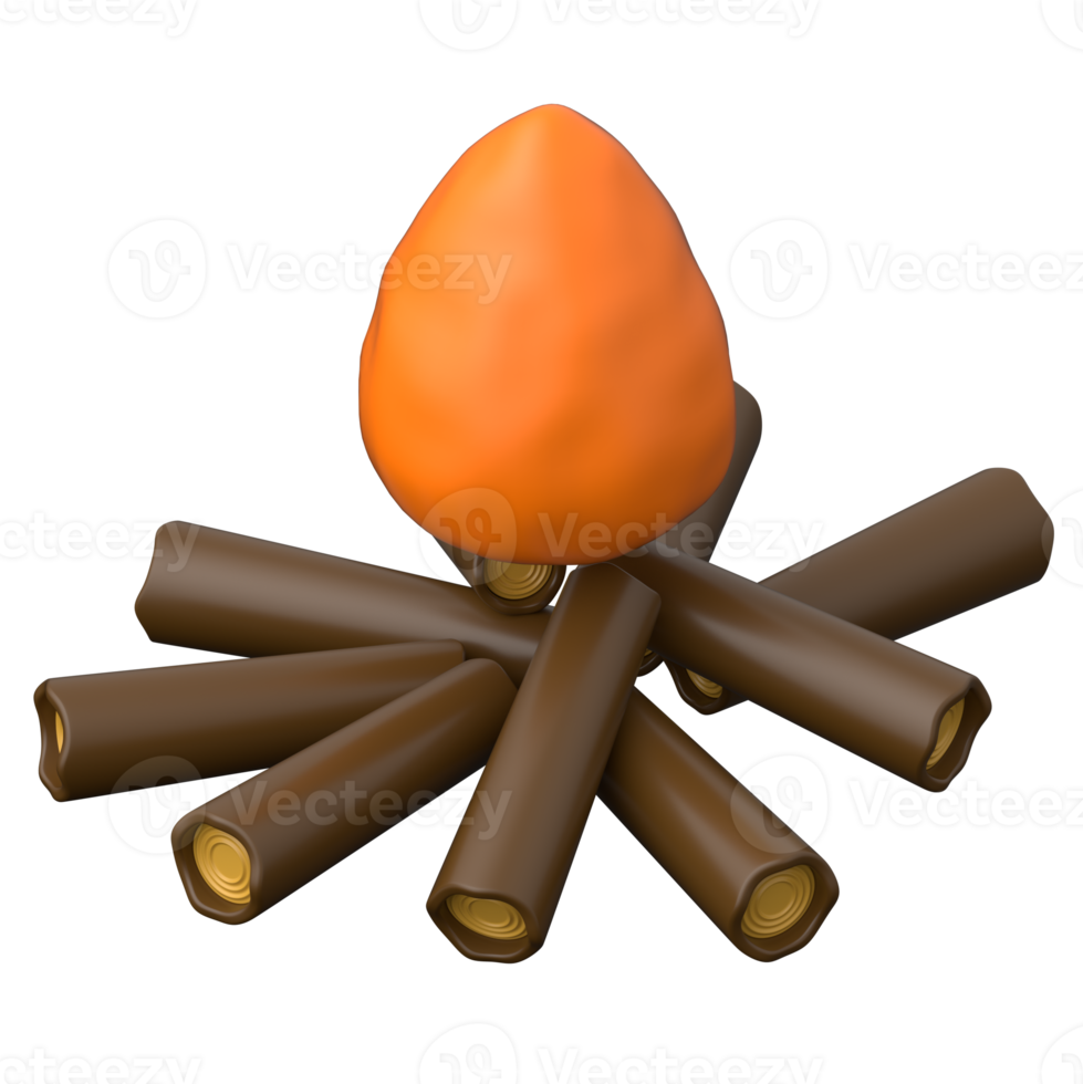 Campfire 3D icon on transparent background png