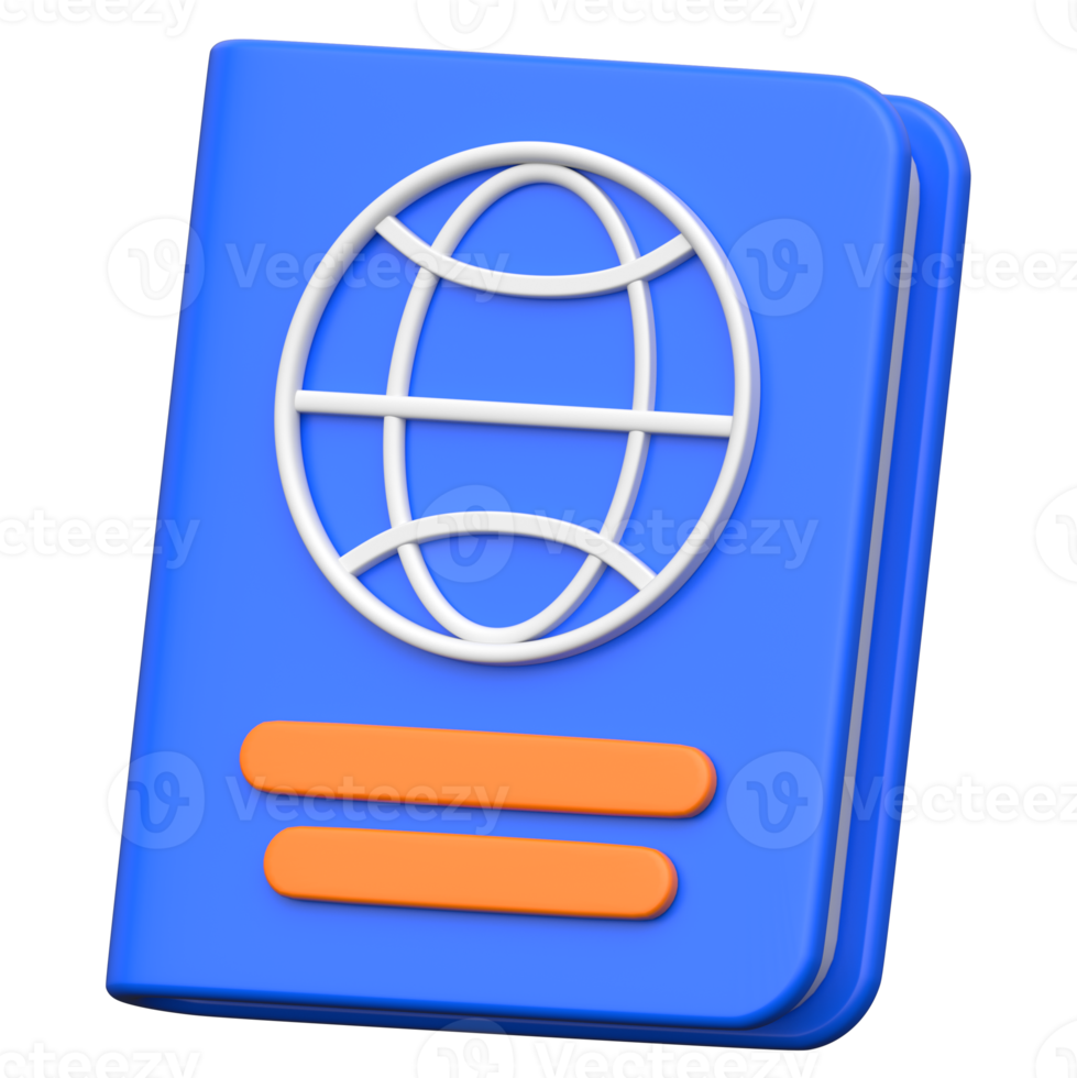 Passport 3D icon on transparent background png