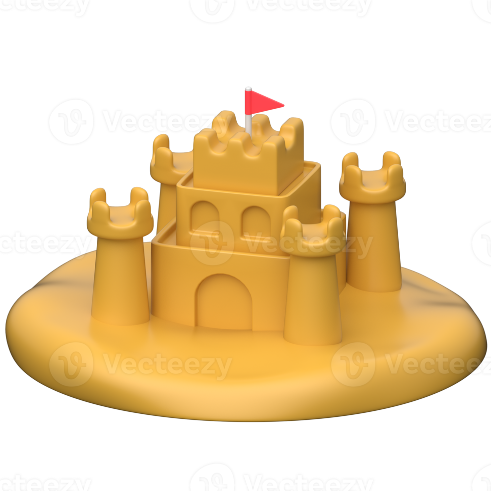 Sandcastle 3D icon on transparent background png
