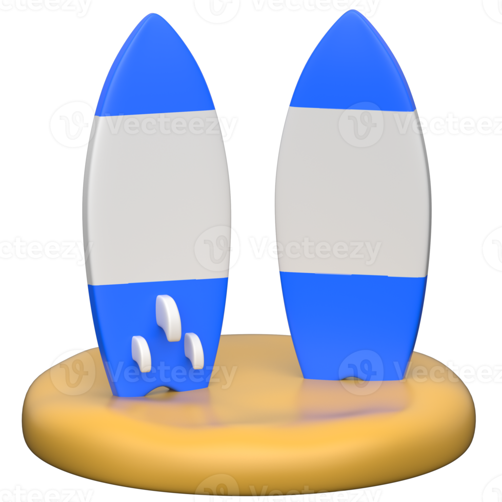 Surfboard 3D icon on transparent background png