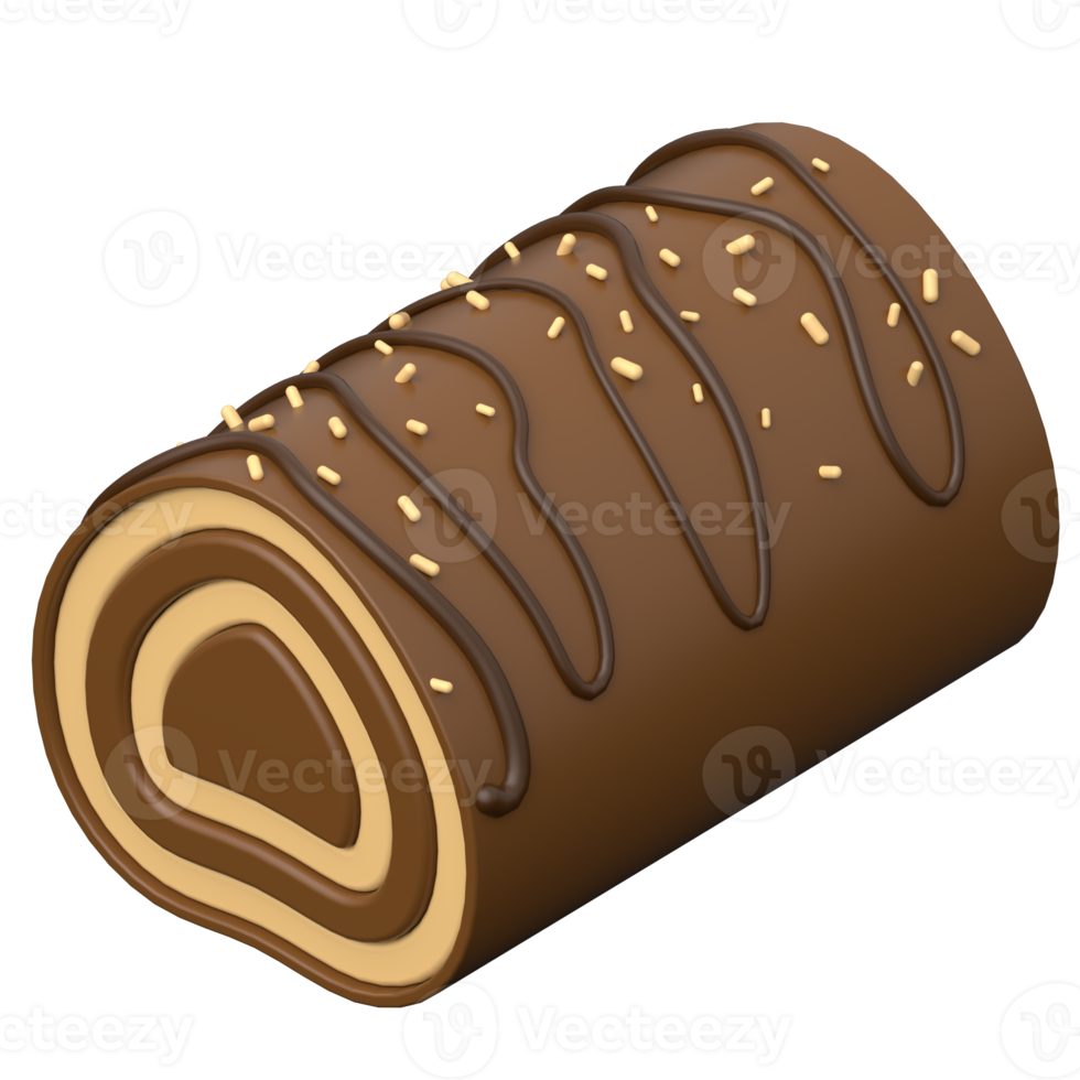 Roll cake 3D icon on transparent png